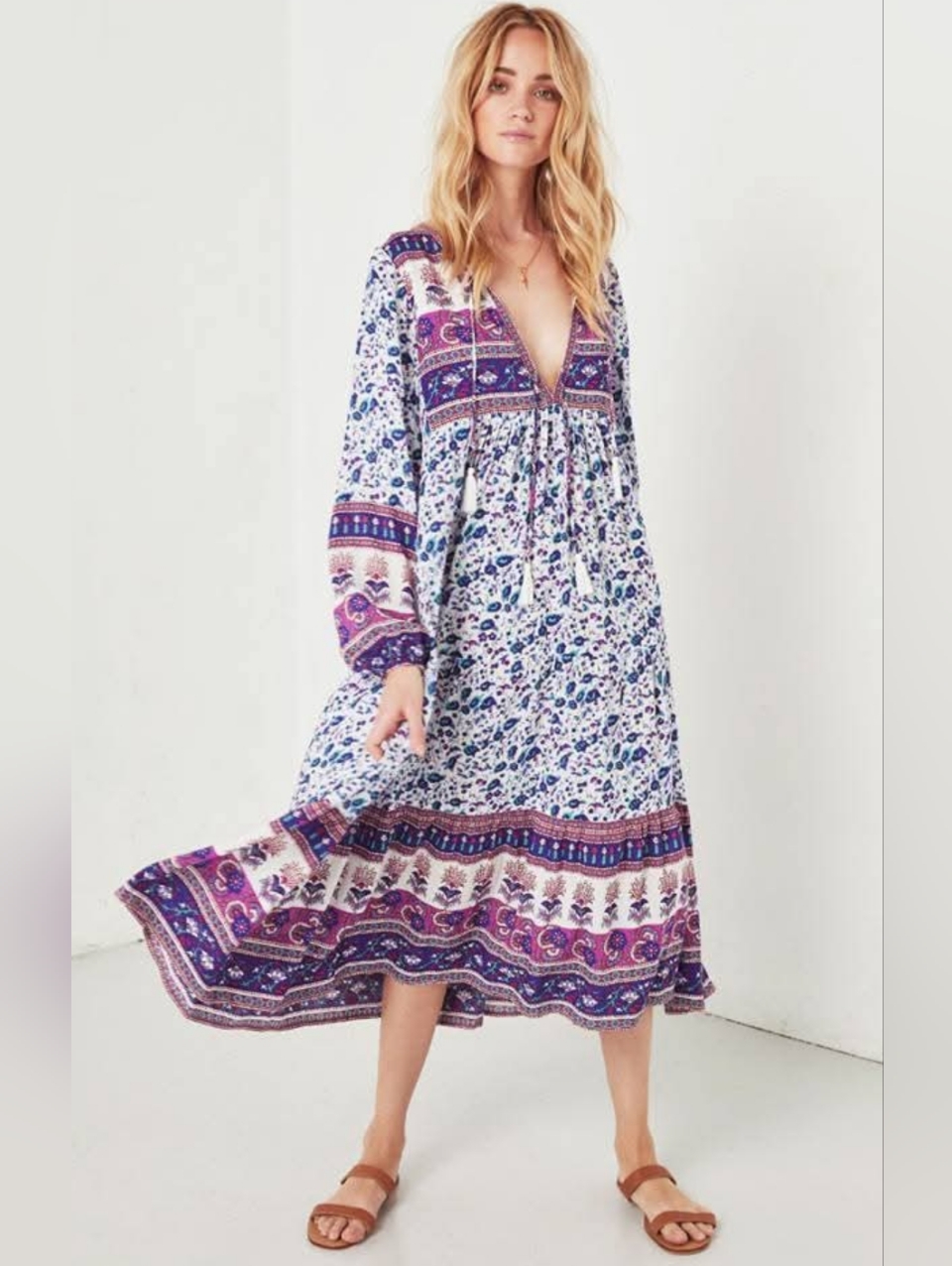 Spell & The Gypsy Collective Gypsy Love Boho Midi Floral Dress S Berry